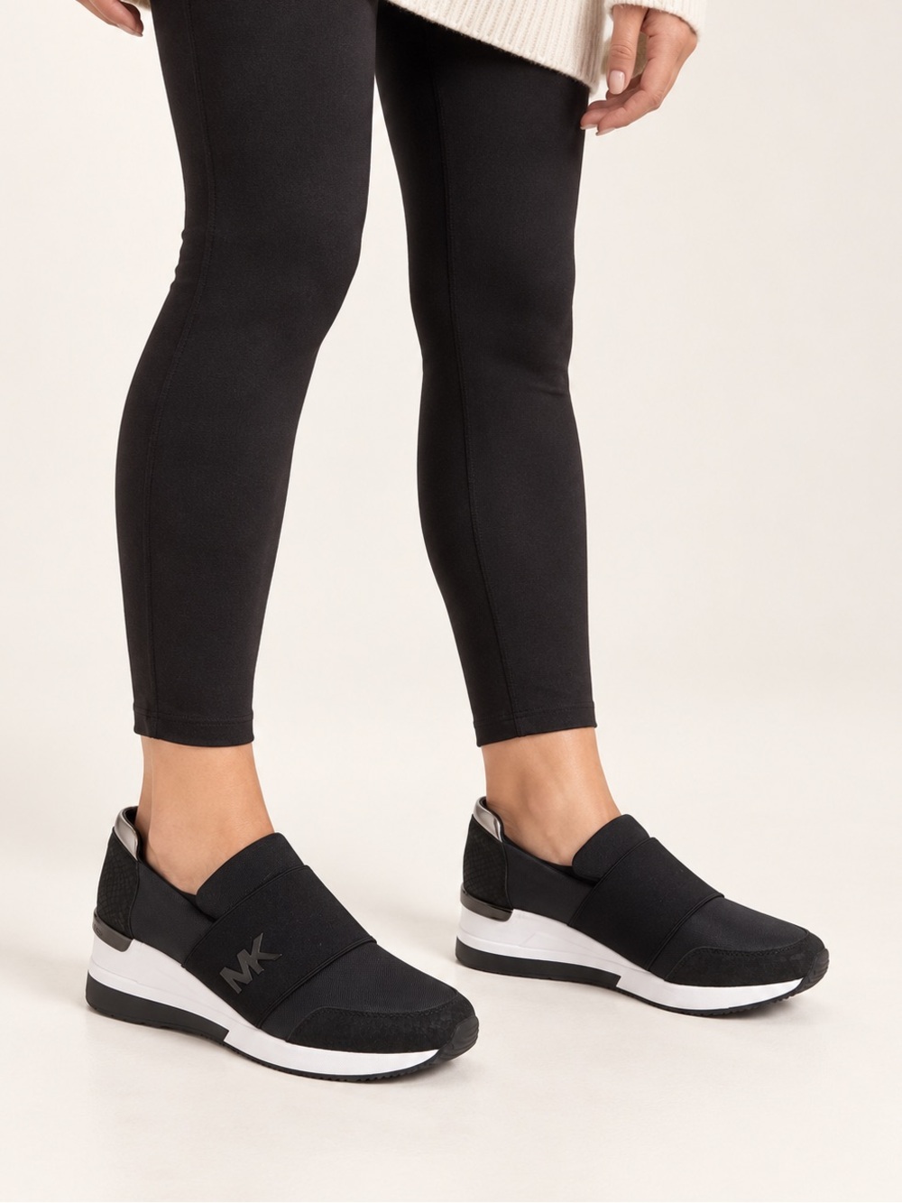 Michael Kors Black Slip-On Wedge Sneakers size 10